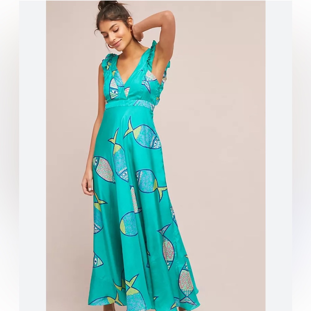 $228 Sold Out Anthropologie Anupamaa Sunday School Fish Dress Size 6